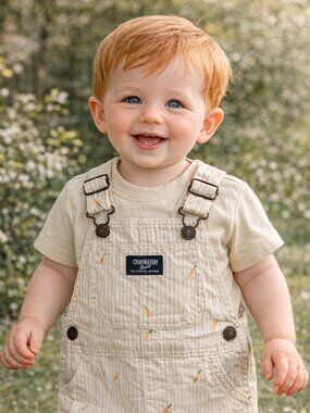 NWT Carter’s Baby Boy Shortalls Carrot Print Spring Easter Outfit Overalls